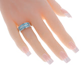 Three Row Brazilian Paraiba and Diamond Wedding Band, 18k