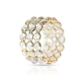 Round Cabochon Gemstone Triple Line Band, Yellow Gold