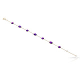 Oval and Round Amethyst Cabochon 18k Yellow Gold Bracelet