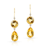 Citrine Round and Pear Shape Dangling Earrings made in 18 Karat Yellow Gold.