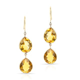 Citrine Round and Pear Shape Dangling Earrings made in 18 Karat Yellow Gold.