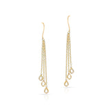 Three Diamond Rose Cut Dangling Earrings, 18K