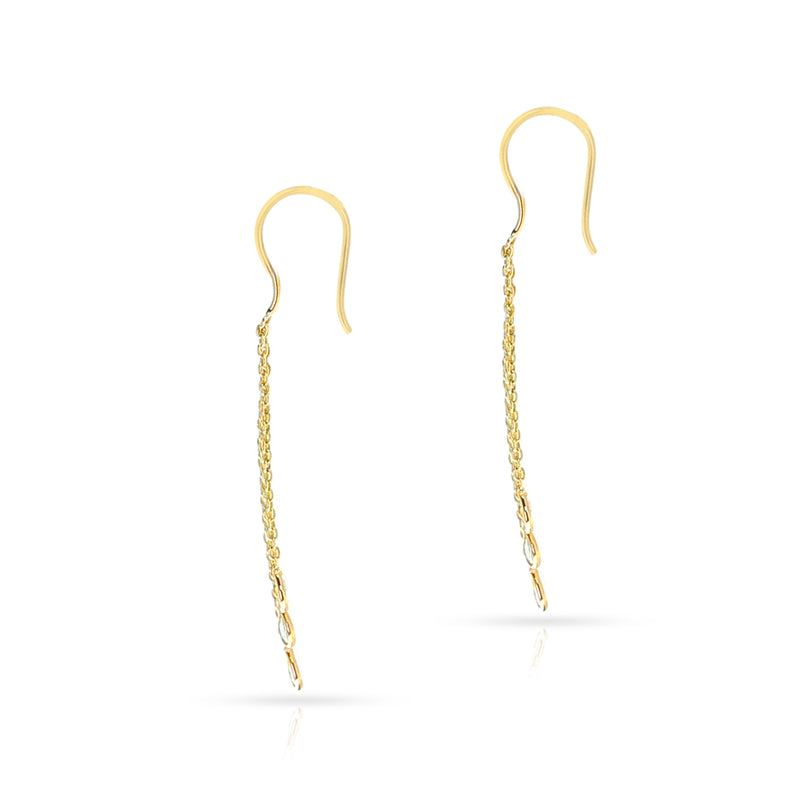 Three Diamond Rose Cut Dangling Earrings, 18K