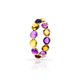 Amethyst and Citrine Round Cabochon Band, Yellow Gold