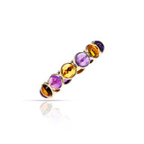 Amethyst and Citrine Round Cabochon Band, Yellow Gold