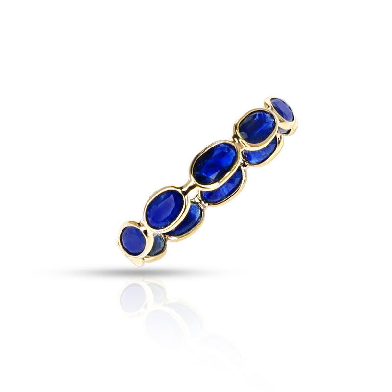 Oval Sapphire Horizontal Band, Yellow Gold