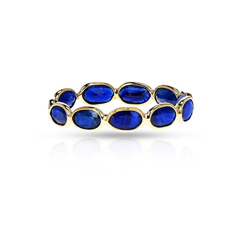 Oval Sapphire Horizontal Band, Yellow Gold