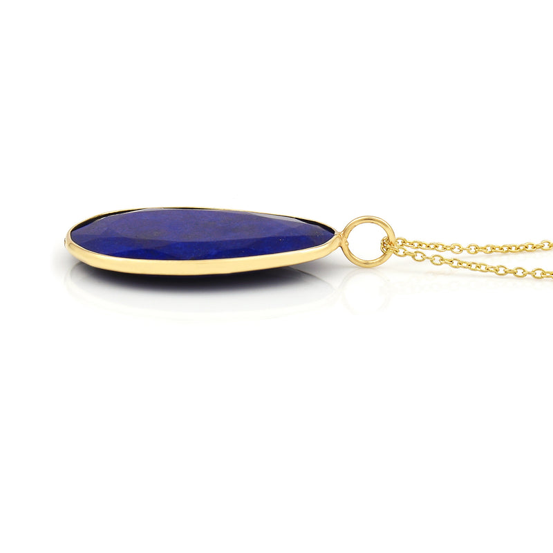 Lapis Rose Cut Pendant, 18K Yellow Gold