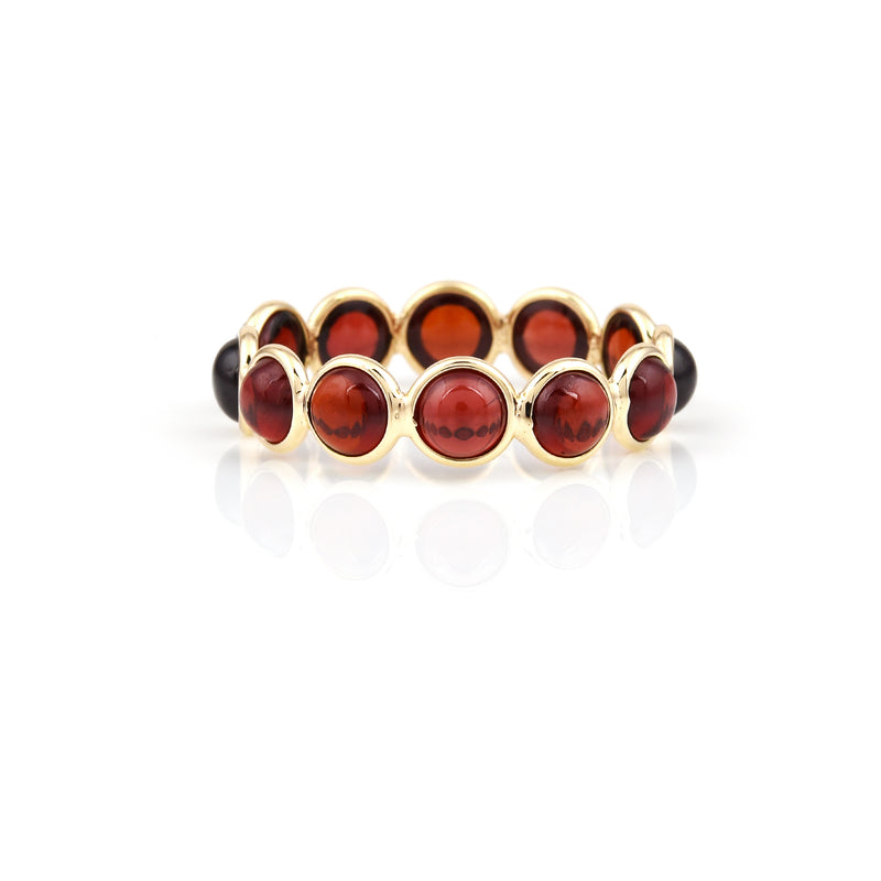 Garnet Round Cabochon Band, Yellow Gold