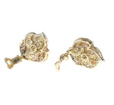 Pearl and Diamond Leaf-Style Cocktail Earrings, 18 Karat Yellow Gold