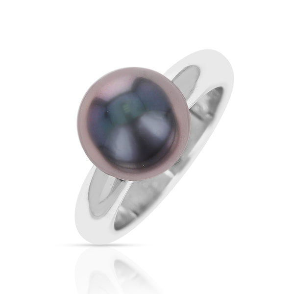 Cartier 10MM Gray Pearl Ring, 18 Karat White Gold